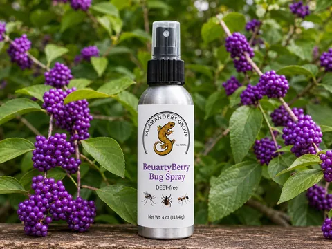 BeautyBerry Bug Spray bottle outdoors
