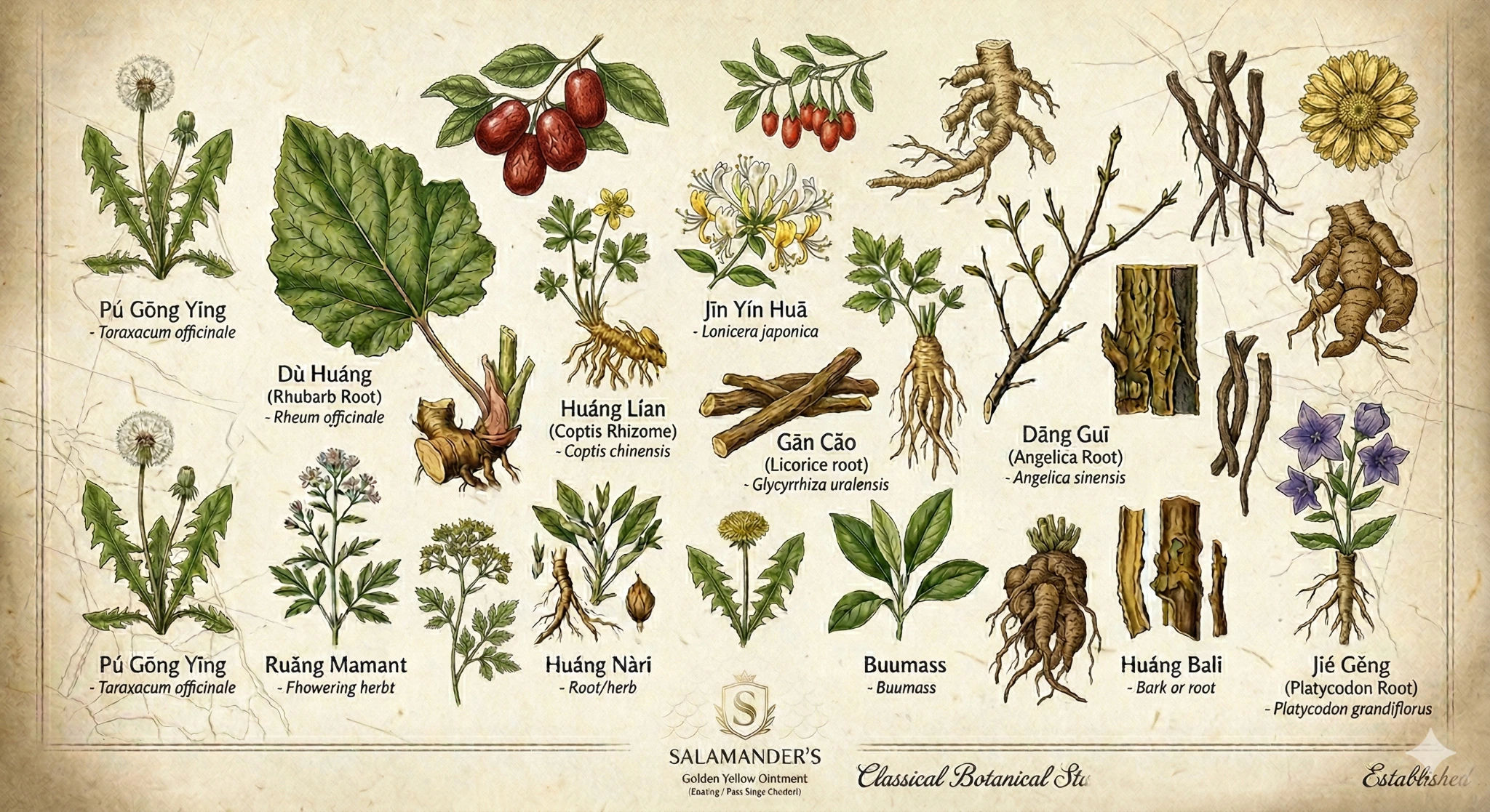Botanical herbs and apothecary styling